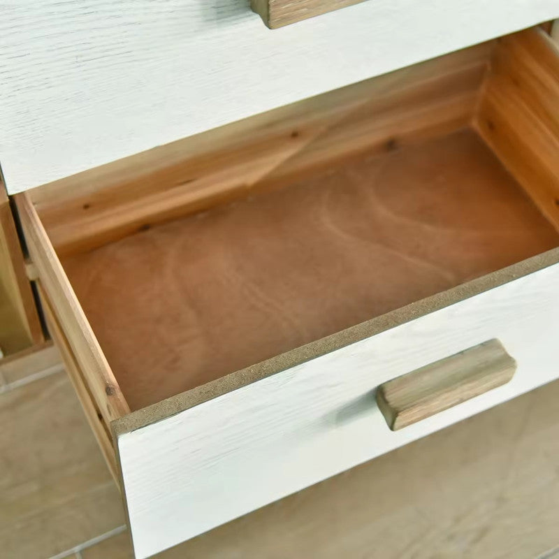 Contemporary Custom White Color Drawer and Door Natural Wood Entrance Console Side Table Modern