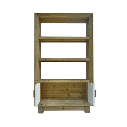 New Arrivals Rustic Living Room Wooden Three Tier Shelves Storage Display Cabinets with White Door