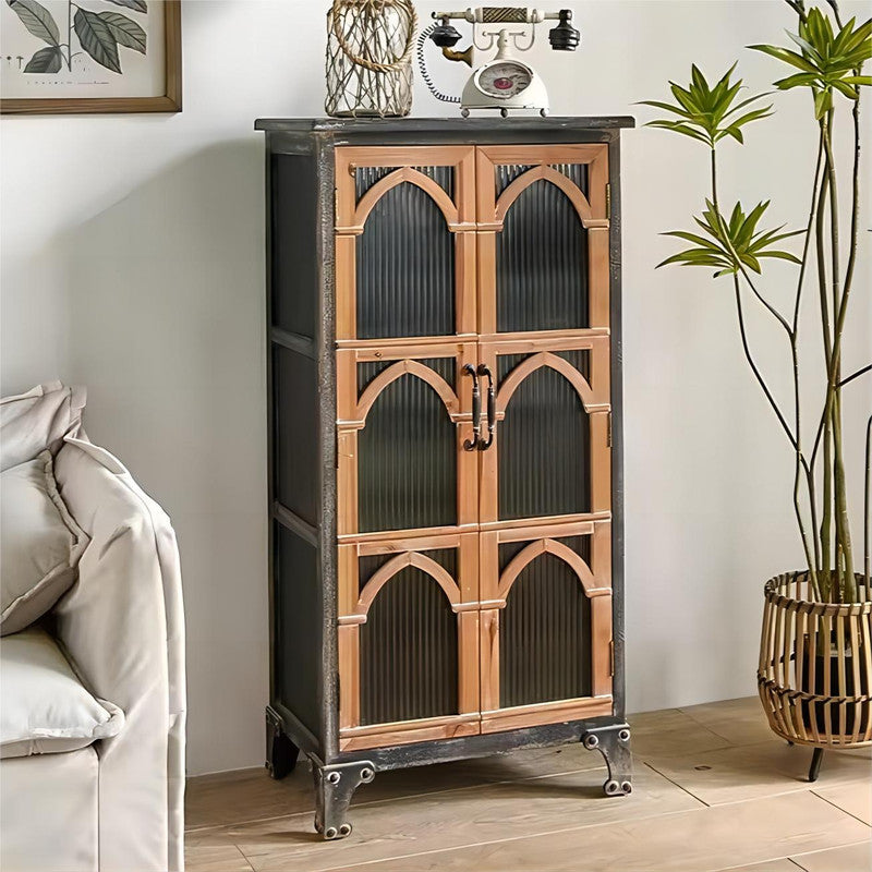 Living Room Vintage Antique Black Wooden Storage Cabinet for Home Furniture