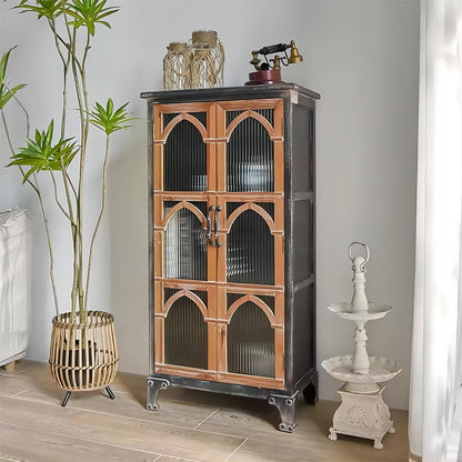 Living Room Vintage Antique Black Wooden Storage Cabinet for Home Furniture