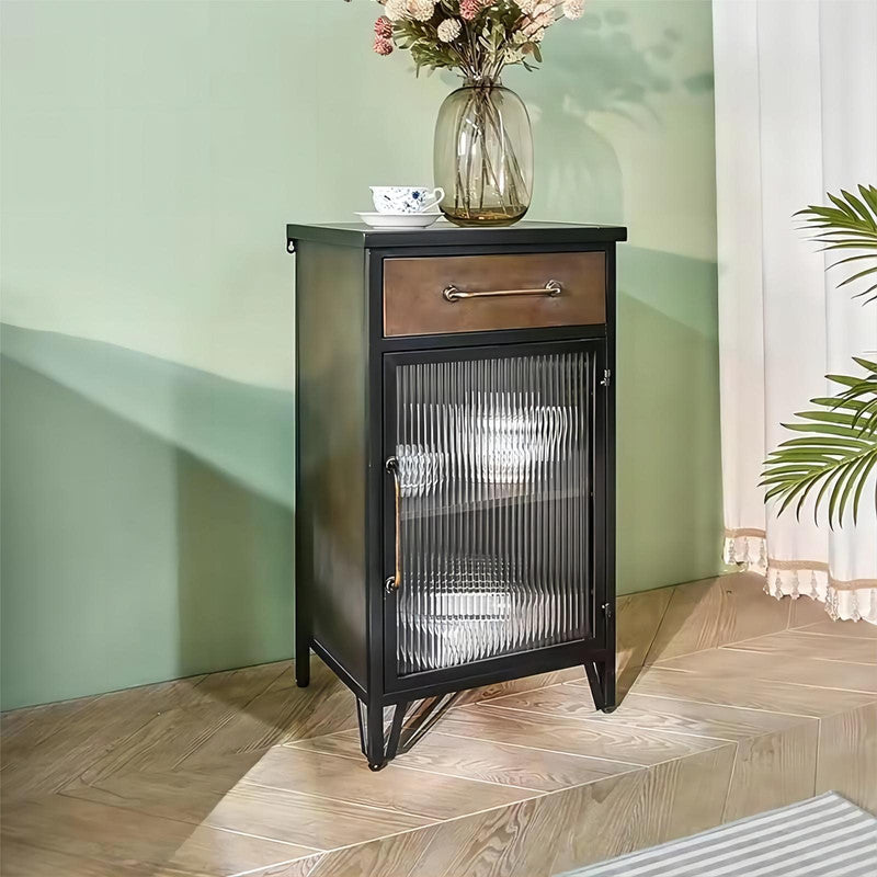 New Design Vintage Industry Furniture Small Living Room Kitchen Metal Storage Cabinet with Glass Door