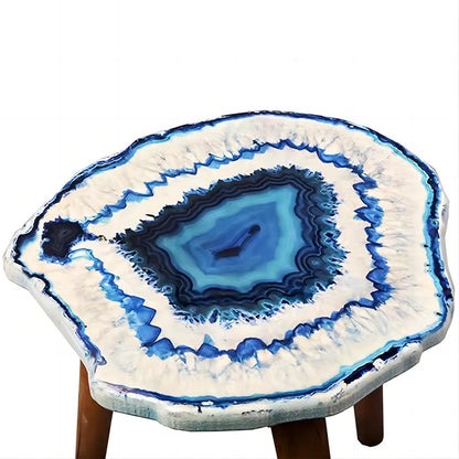 High Quality Wood Modern Round Sofa Side Table, Artificial Agate Top Side Table with Solid Wood Leg