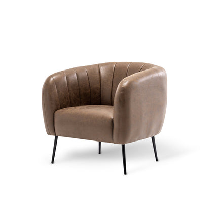 Modern Channel Tufted Barrel Accent Chair