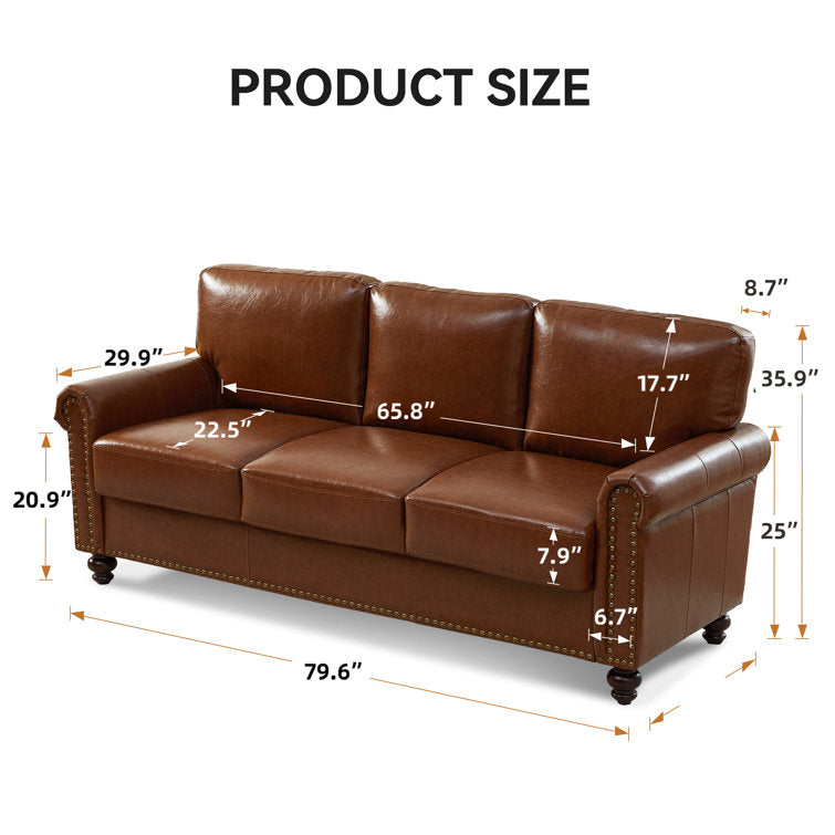 80'' Rolled Arm Sofa with Storage
